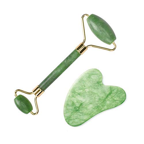 Facial Massager Jade Roller & Gua Sha Tool for Women & Men | 100% Natural Himalayan Stone for Face, Neck, Wrinkles & Serum | Skin Care and Anti-aging Therapy