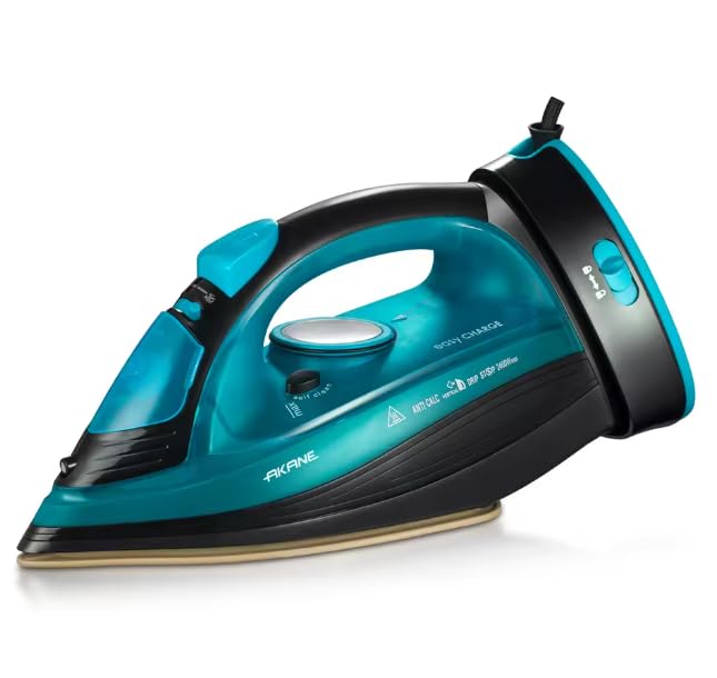 AKANE Cordless Electric Steam Iron 2000–2400W A.1210B – Ceramic Soleplate, Vertical Steam, Self-Cleaning System, 300ml Water Tank, Fast Heat-Up, Powerful Wrinkle Removal, blue