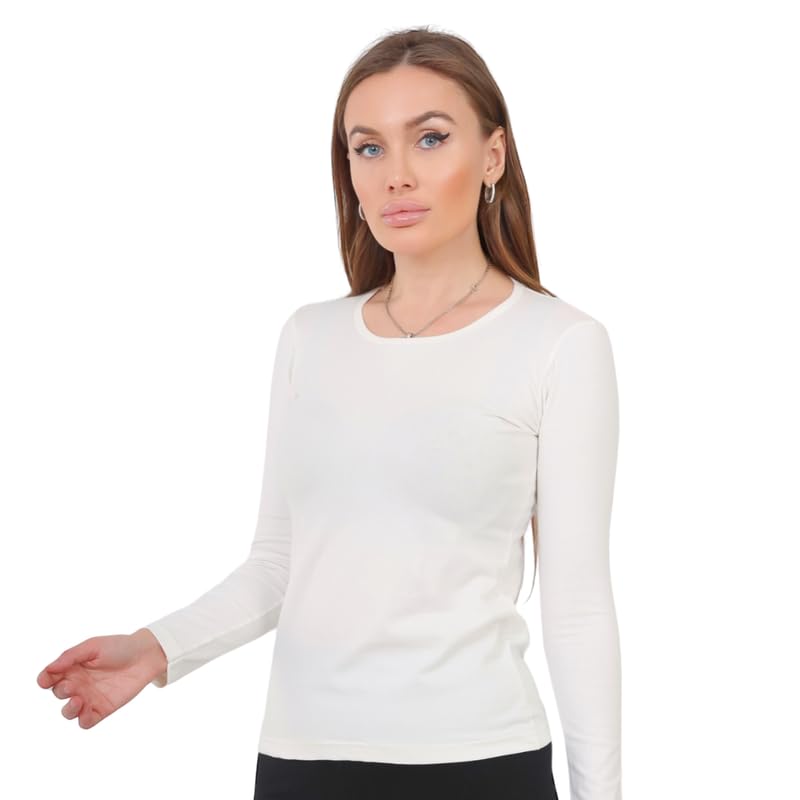 Cotton Zone Premium Organic Cotton Women's Long Sleeve Round Neck Top size