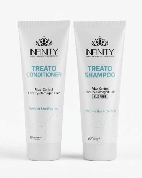 Infinity Treato Shampoo & Moisturizer for Dry & Damaged Hair, SLS Free, Frizz Control, Intensive Hair Protection, 2 Pack Shampoo & Conditioner