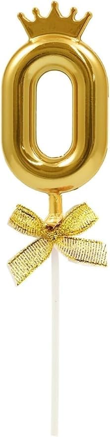 Gold Number Birthday Cake Decoration Set with Crown Cake Decoration Unique and Attractive Cake Decoration (Number 0)