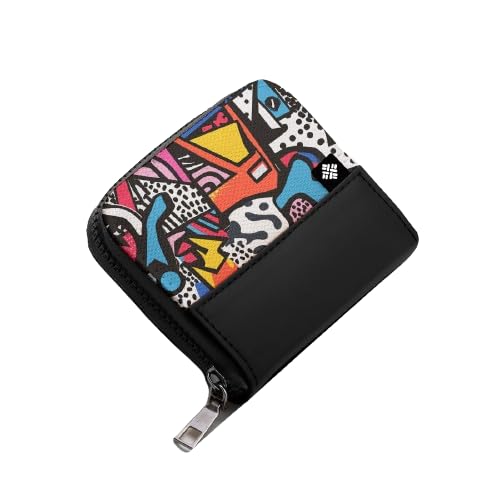 ZipPop Urban Pop Art Wallet, Black with Colorful Pattern