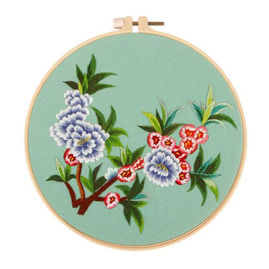 Embroidery Kit for Beginners, Orange Flower Pattern, Embroidery Kit for Craft Lover Handy Stitch Including Stamped Embroidery Cloth, Embroidery Hoops, Color Threads and Tools CX0526