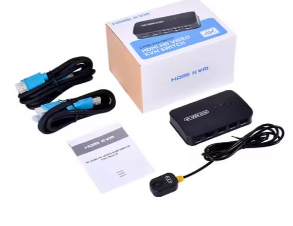 Generic Brands 2 Port USB KVM HDMI Switch, 4k@30hz Switcher Box Adapter For PC Monitor Keyboard & Mouse,HD Splitter USB Connector…