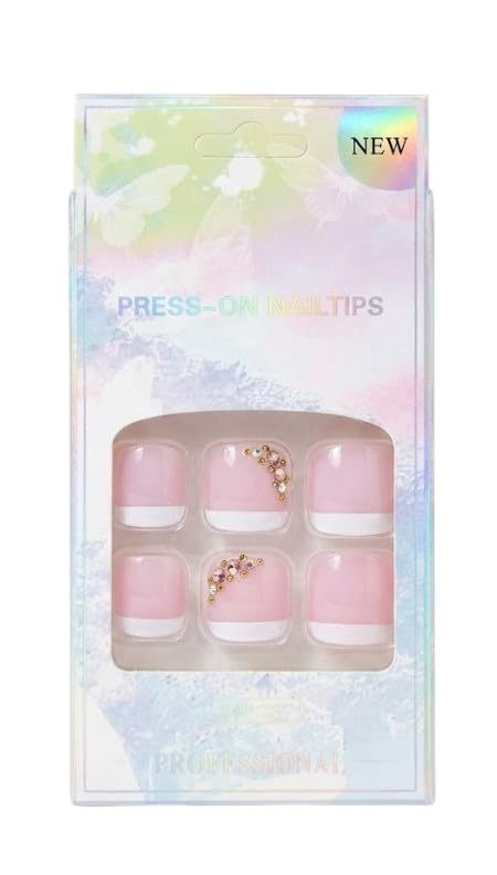 24pc foot Toenail False Nails Full Cover Artificial Natural Square Toe Nails Acrylic Nail Tips 10 Size French Style for Women Girls Salon Nail Art DIY (N008)