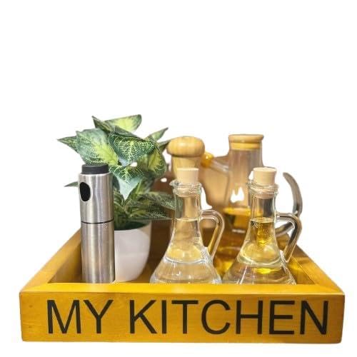 Natural Wood - Rectangular Serving Tray with Engraved Design for My Kitchen, Modern and Elegant Design, Perfect for Serving Breakfast, Coffee, Snacks, Kitchen Decor Large Size 30x50cm