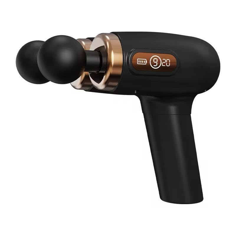 Percussion Massage Gun with Digital Display, Dual Ball Heads, Rechargeable Battery, Black and Gold