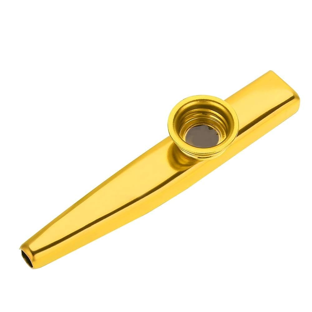 Aluminum Kazoo Flute Mouth Simple Humming Musical Instrument for Adults & Kids (Gold)