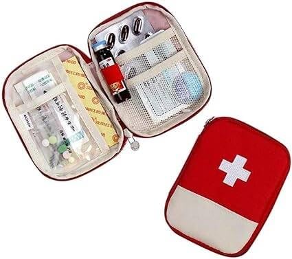 Portable First Aid Bag Medicine Organizer Bag Red White Travel Emergency Storage Bag 17 * 12 * 2cm