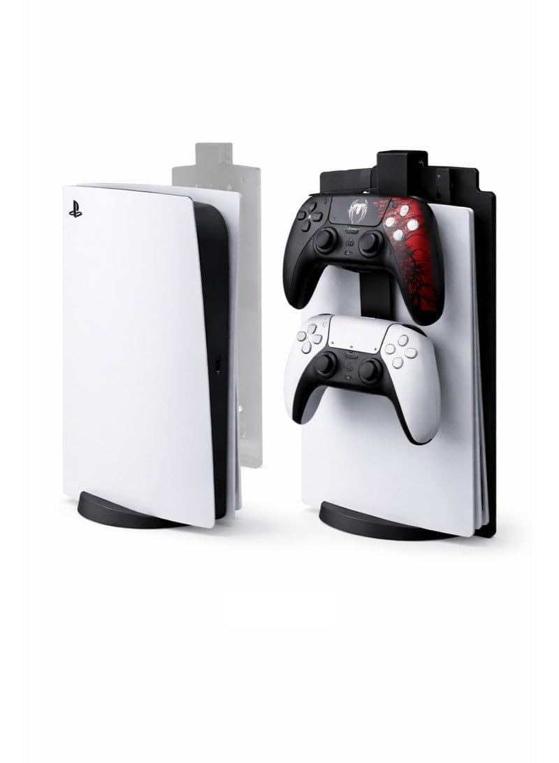 PS5 Console Stand and Dual Controllers, All-in-One Pack, Compatible with PlayStation 5