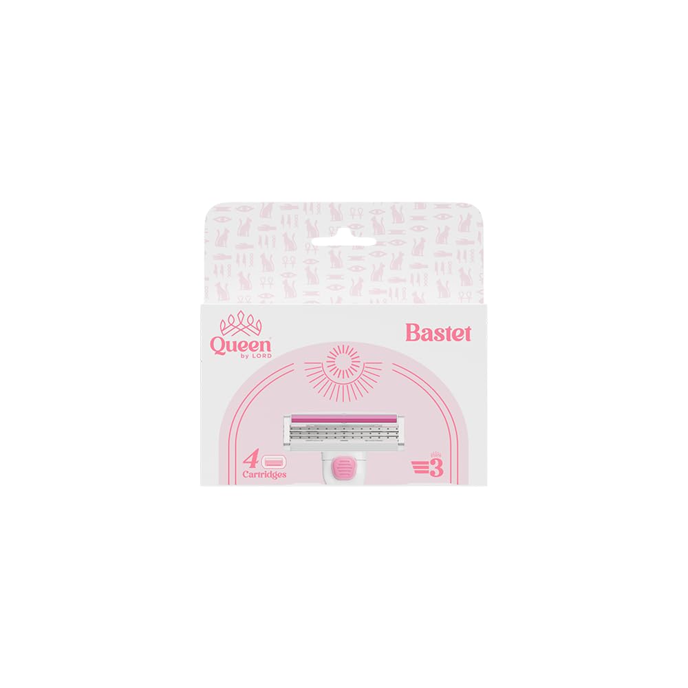 Queen By Lord Bastet 3 Blade Razor Refills with 4 Triple-Blade Cartridges