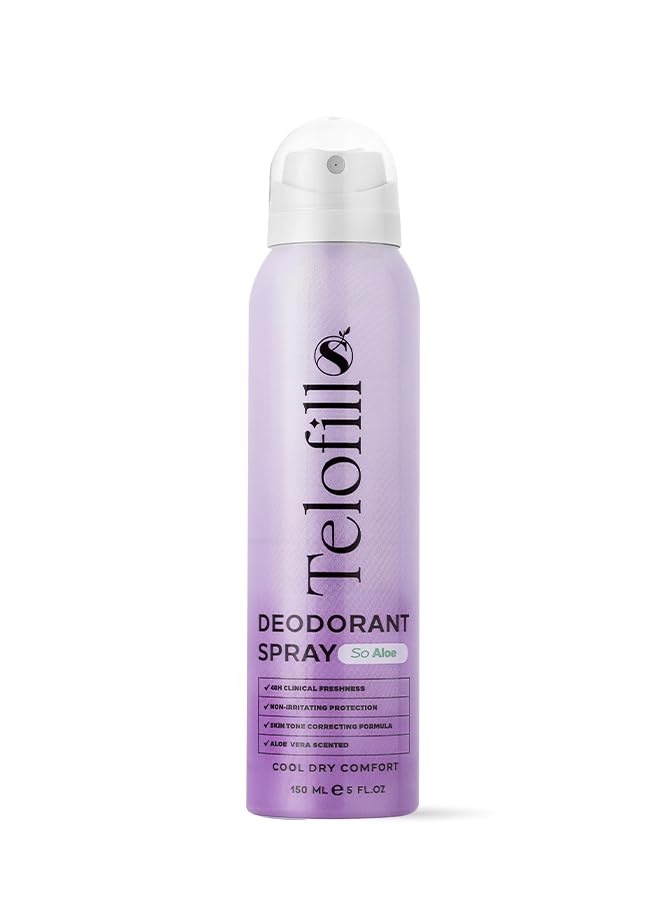 Telofill Deodorant Spray So Aloe, 150 ML, Cool Dry Comfort, Aloe Vera Scented, Non-Irritating Protection