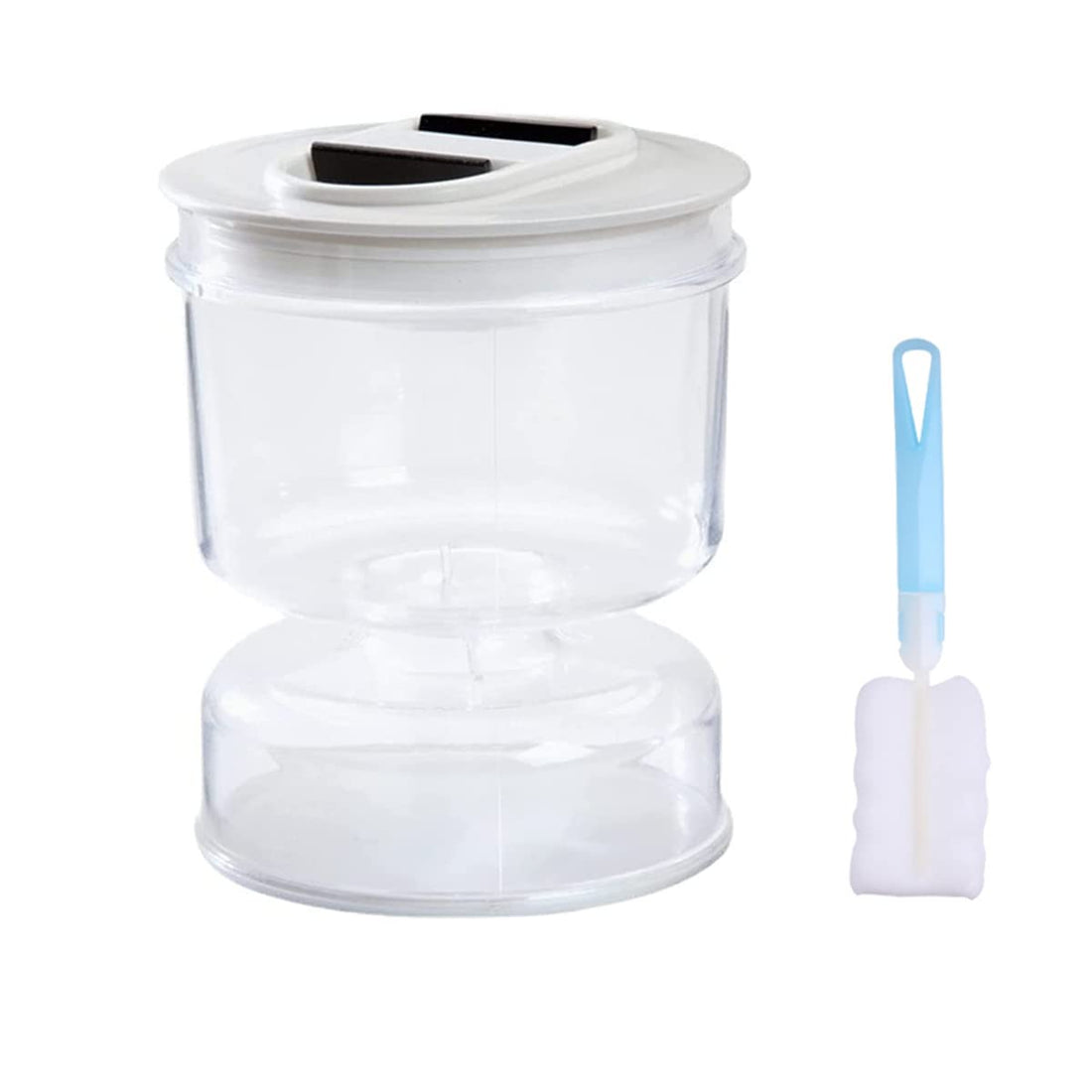 Hourglass Pickle and Olive Jar, Pickle Jar with Flip Strainer Juice Separator Kitchen Pickle Cans, Plastic Pickle Cans, Household Cylinder Pickling Tank