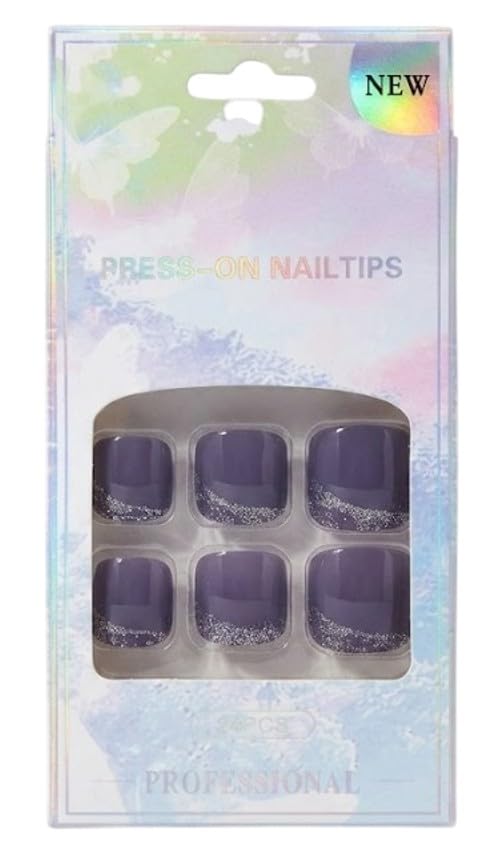 24pc foot Toenail False Nails Full Cover Artificial Natural Square Toe Nails Acrylic Nail Tips 10 Size French Style for Women Girls Salon Nail Art DIY (N001)