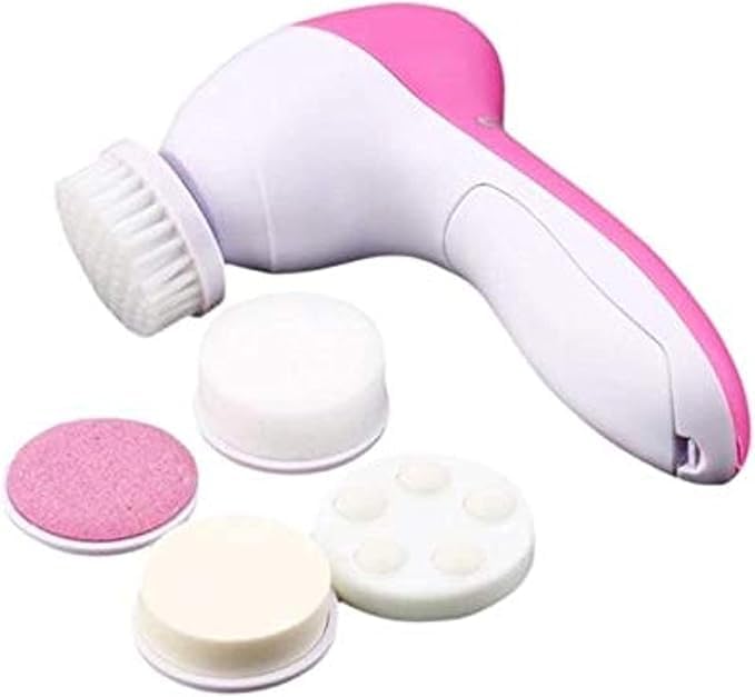 5 in 1 Face & Body Cleansing Brush - Blackhead Remover Exfoliator Massager with Interchangeable Heads