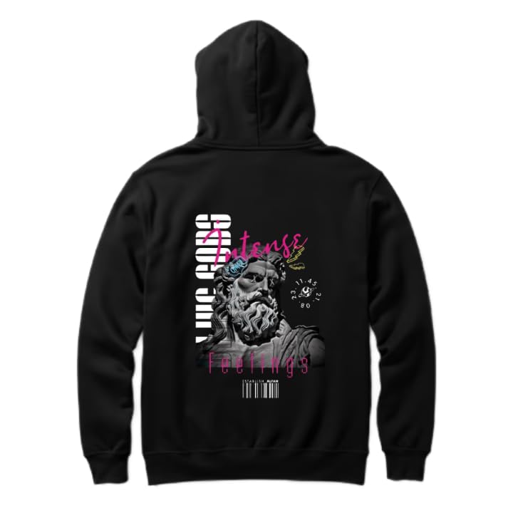 Black oversize Youth hoodie back art over size TEXT job work (intense) 32