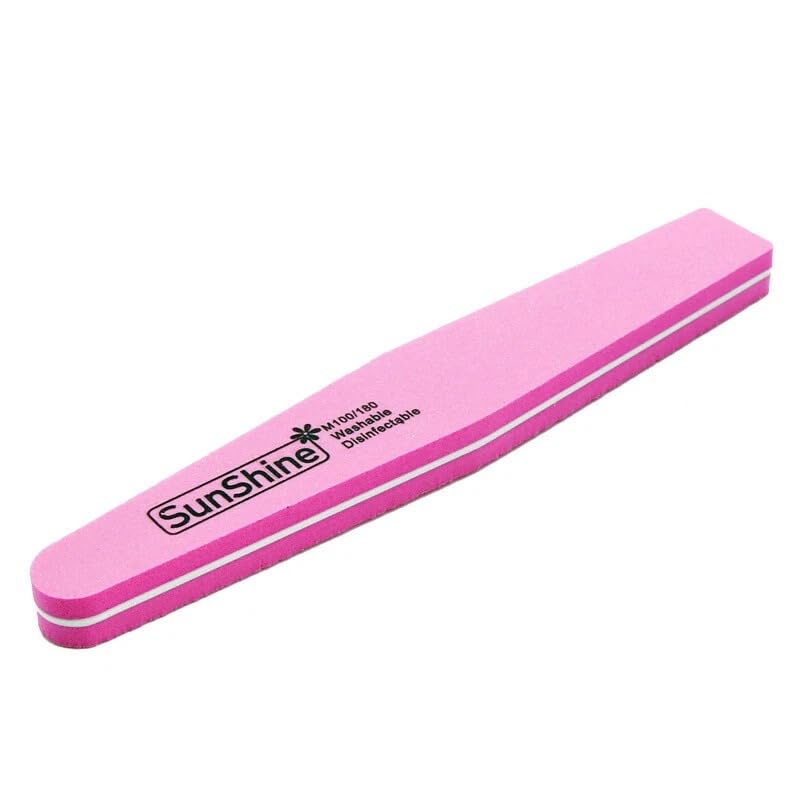 Professional Sponge Nail Buffer Block 100/180 Grit – Double-Sided Foam Emery Board for Smoothing & Polishing Natural and Artificial Nails – Washable Manicure Pedicure Tool (Pink)