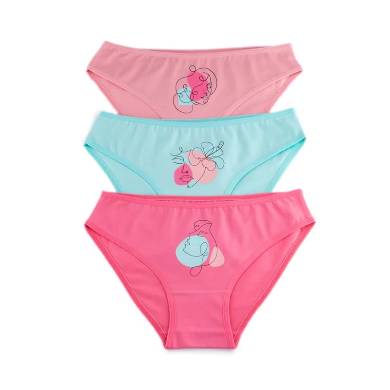 Milk Womens Pack Of 3 Cotton Blush Bikini Panties Underwear M Multicolor