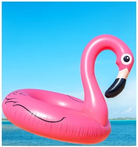 Pink Flamingo Inflatable Pool Float, 90 cm, Premium PVC Material, Tropical Summer Design for Teens and Kids, Beach and Pool Accessory