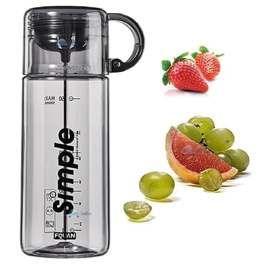 Detox Water Bottle with Fruit Infuser 620ml – BPA Free Water Bottle with Stylish Design for Girls & Kids – Fruit Infuser Water Bottle for Healthy Drinking & Refreshing Juices (black)