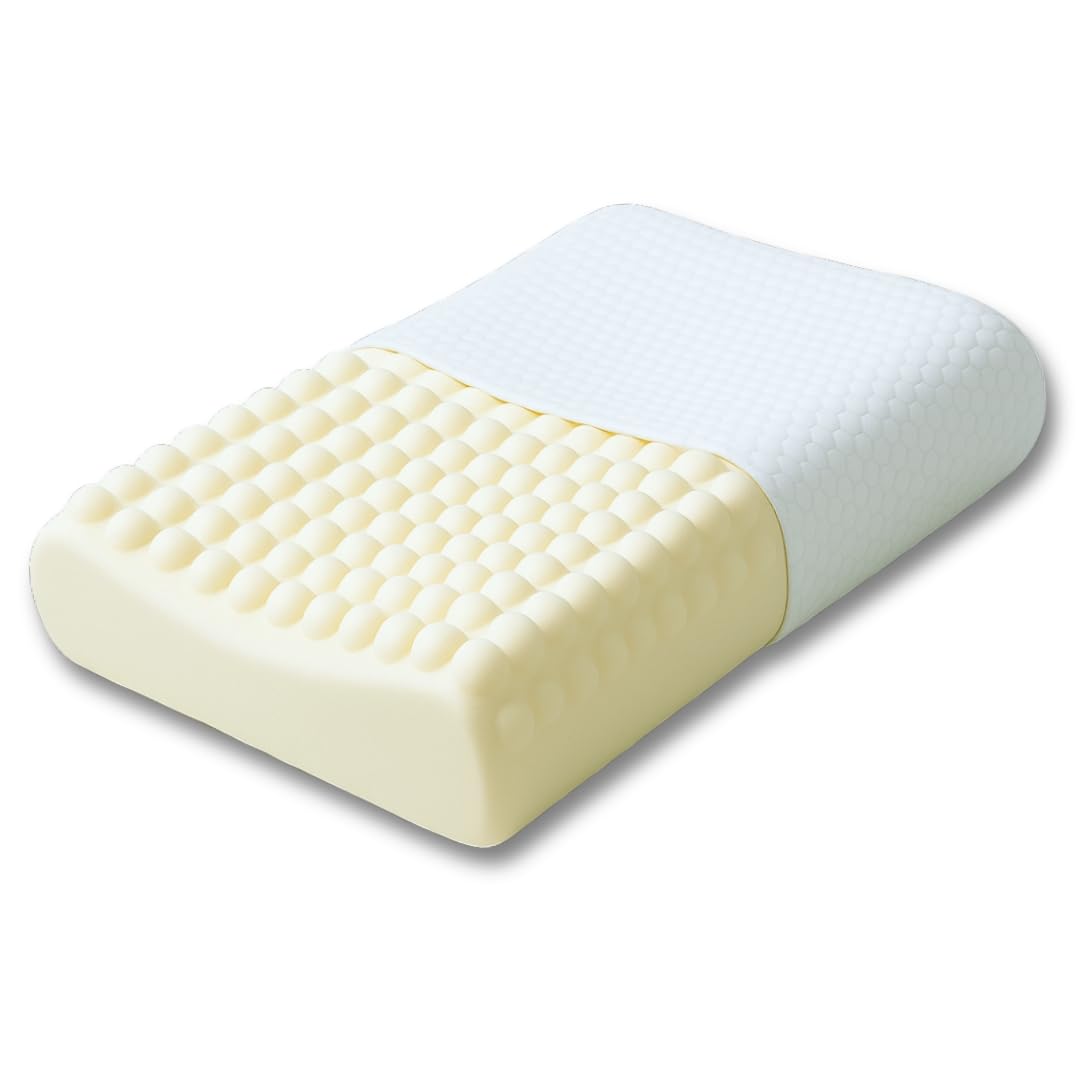 Memory Foam Contour Bubbles Massage Pillow 60x40cm - Double Height - Neck and Spine Support - Washable Antibacterial Cotton Cover