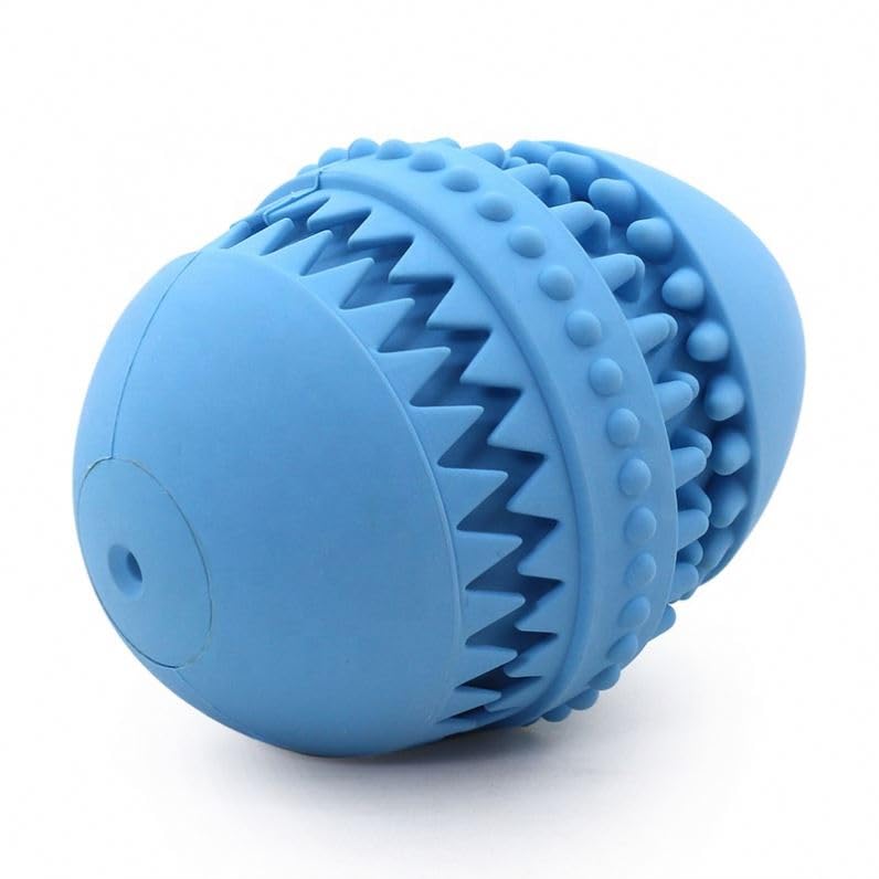 Dog Teeth Cleaning Toy Ball, Blue Rubber Dental Chew Toy with Textured Surface for Interactive Play