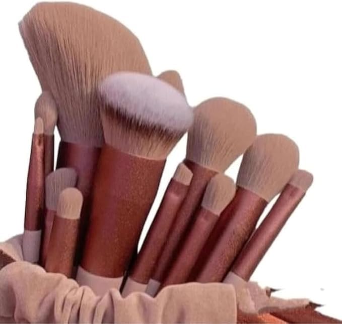 13 Pcs Makeup Brush Set with Soft Hair – Professional Blush Lip Eyebrow Eye Shadow Brush Set for Girls & Women – Multi-Use Complete Makeup Kit for Girls & Women – Violet, Pink, Green