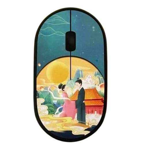 For R8 1732 Wireless Mouse Slim Anime 3D Painted Design – 2.4G Lightweight – 3 Buttons / 1200DPI – Ergonomic Design – AA Battery- For Office Business WIN/Mac OS (Bright Moon)