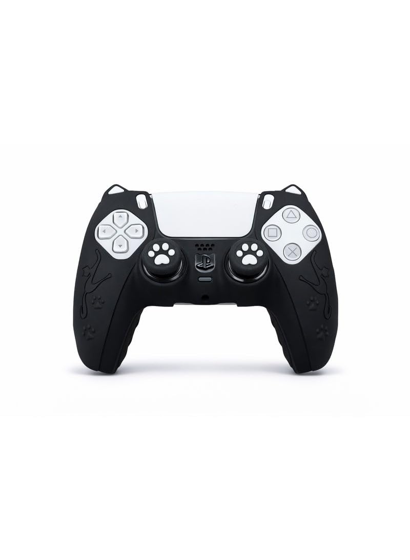 Black Cat Controller Skin with Paw Grips Compatible with PS5