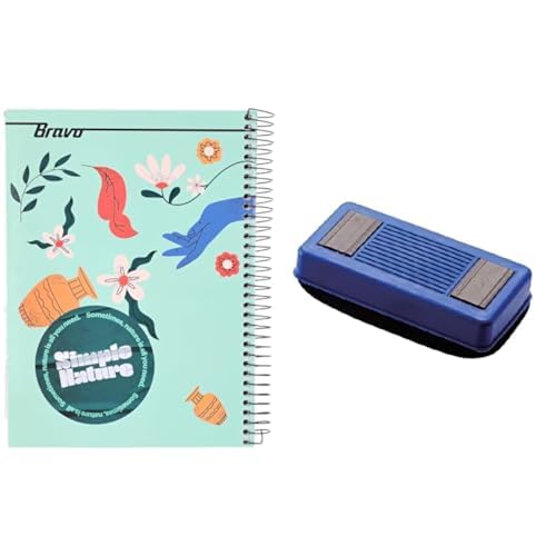 Bravo Stationery Bundle: A4 Hardcover Notebook 145 Sheets + M&G Magnetic White Board Eraser