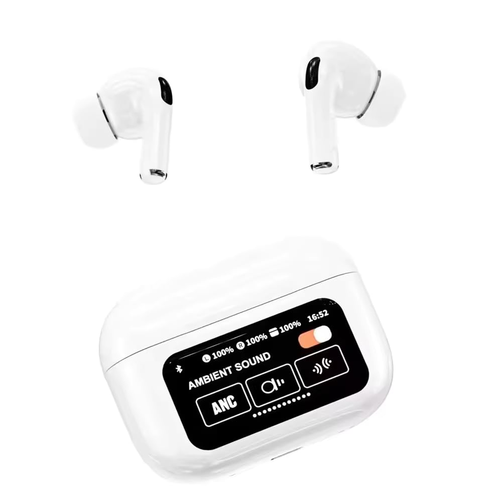 Earbuds ANC Wireless Earphones A9 Pro Earbuds LED Touch Screen Bluetooth 5.4 Headphones ENC GPS Noise Cancelling in-Ear Earbuds with Wireless Charging