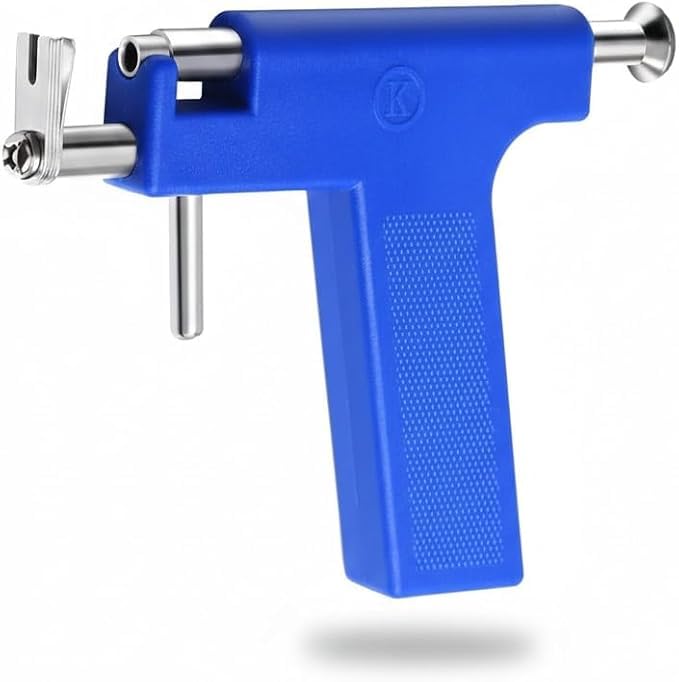 Upgraded Ear Piercing Gun Kit, with 2 Pcs Multi-Functional Body Piercing Tools for Ear and Nose Comes with Blue Pen and Plastic Box for Product Storage, Safe for Salon and Home Use