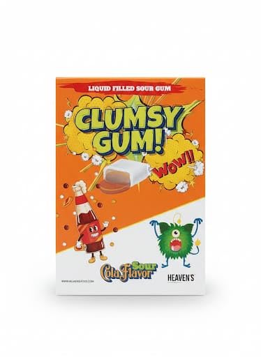 Clumsy Gum - Sour Cola Flavor - Liquid Concentrate Filled Gum - "WOW" Taste Experience - HEAVEN's 110 Count