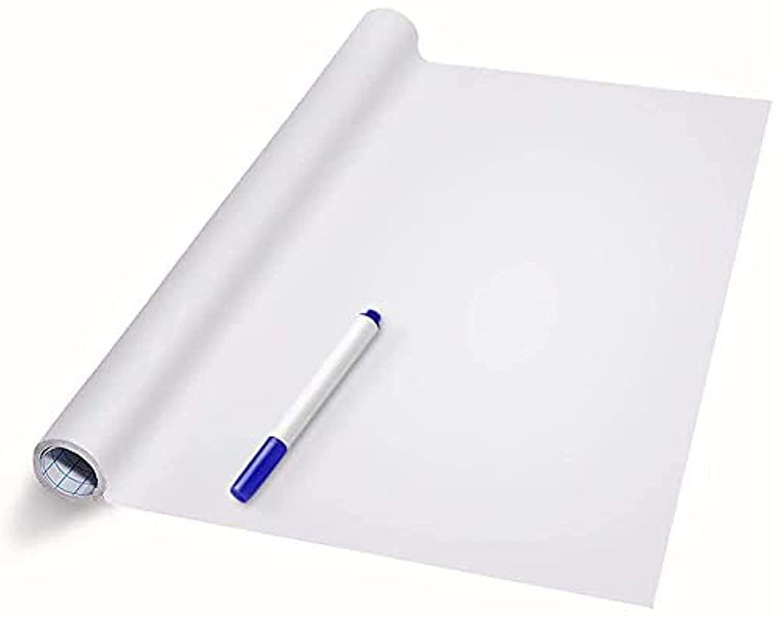 TECHBLAZE White Board Sticker with Marker Pen Reusable Extra Large Size for Wall Self Adhesive Removal use in Home Study Kids, Presentation Preparation in School and Office (White)