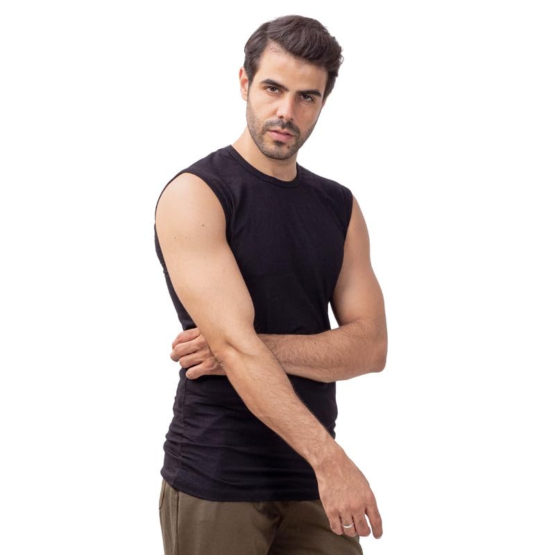 Blanc HFS9020-23 Everyday Cotton Lycra O‑Neck Undershirt for Comfortable Wear Size L For Men’s,Black