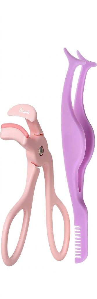 eyelash curler +COMB TWEEZER SET -false eyelashes auxiliary curler, handheld beauty tool directly supplied from the manufacturer MULTICOLOR