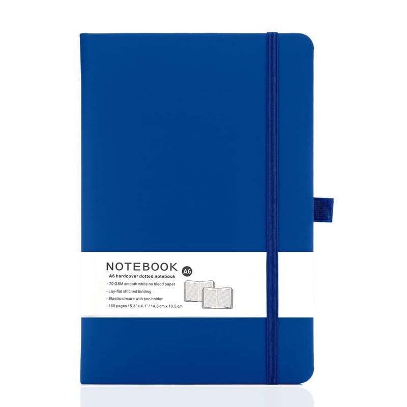 Yanek A6 Lined Notebook - Hardcover, 160 Pages, Writing Pad for Notes, Journals, Sketches, School, Office, and Personal Use - Durable, Portable, Pack of 1 (Blue)
