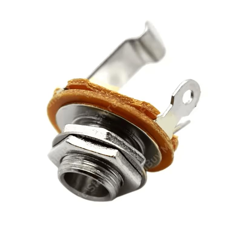 (7Pcs) 6.35mm Electric Guitar Output Jack Socket – Nickel/Chrome Plated, 2-Terminal, Threaded Mounting for Guitars, Basses, Amps
