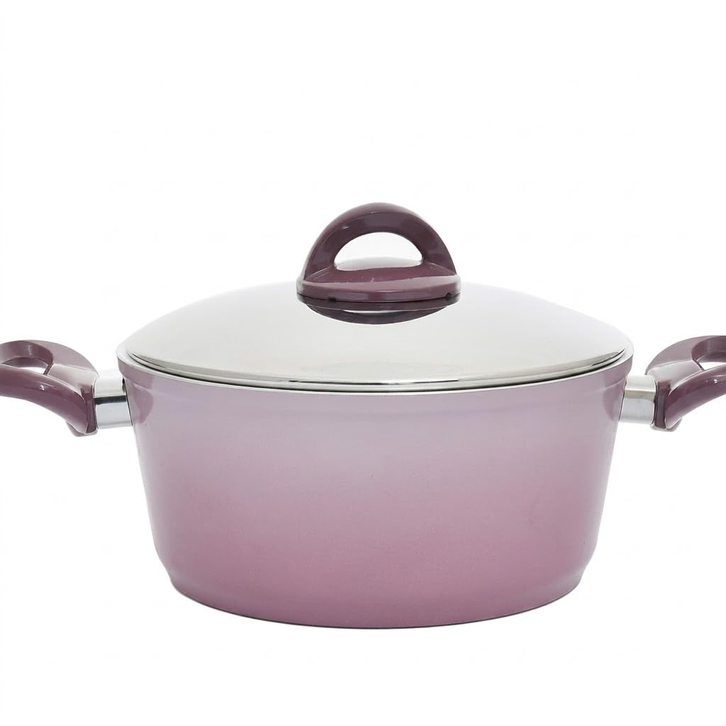Queen Egypt Neo-Granite 20cm Non-Stick Pot with Glass Lid PFOA-Free Easy to Clean Cookware for Boiling Stewing and Everyday Use
