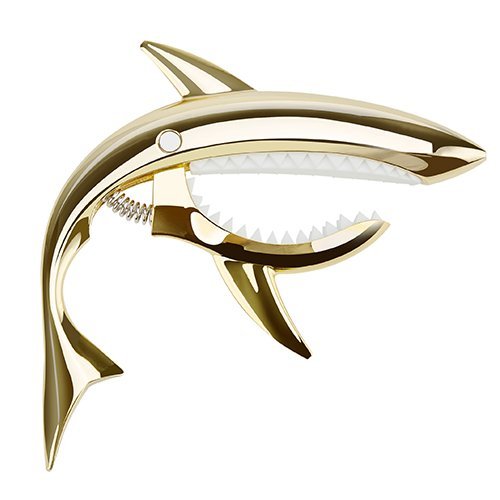 Elecguru(TM) Elecguru Guitar Capo Acoustic - Single Handed Shark Capo for Acoustic Guitar,Quick Change Zinc Alloy Acoustic Guitar Capo -Shark (Gold)