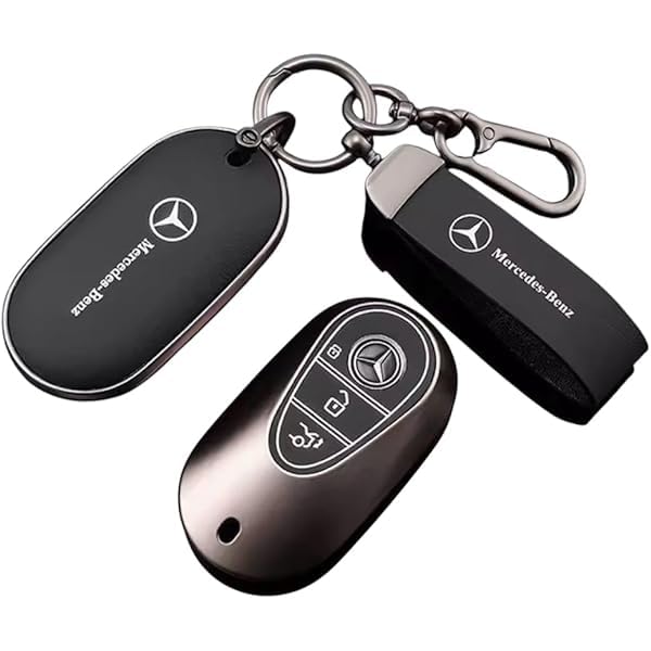 Premium Car Key Case Cover Zinc Alloy Leather Shell Auto Styling For Mercedes-Benz C E S Class W223 W206 C260 C300 S400 S450 S500 Compatible with 2022-2026 S-Class | G-Class | E-Class |