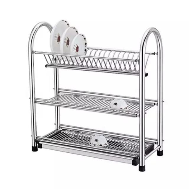 3-Tier Stainless Steel Dish Drying Rack – Practical Space Saving Design (70cm)