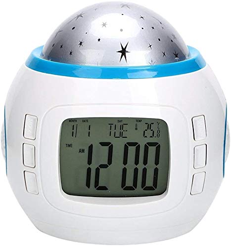 Keetech Alarm Clock LED Display Projection Clocks Digital Music Star Sky Projection Calendar Thermometer Snooze