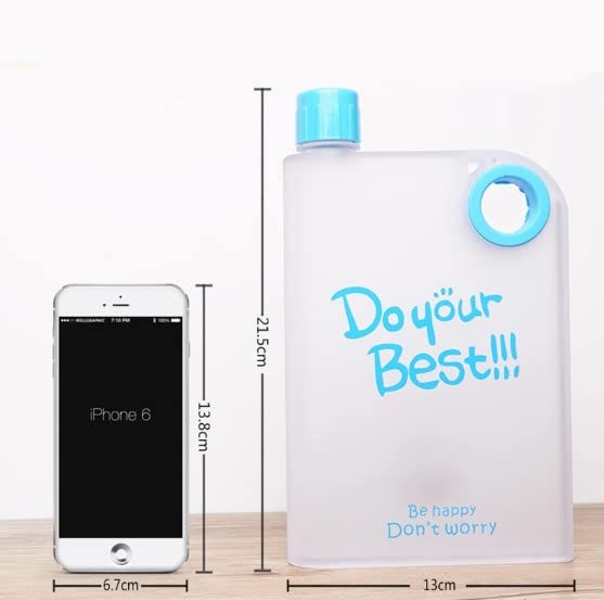 600 ML Paper Cup Bottle Flat Water Bottle Free Clear Book Sports water cup notebook paper flat A6 Portable Pad (pink)