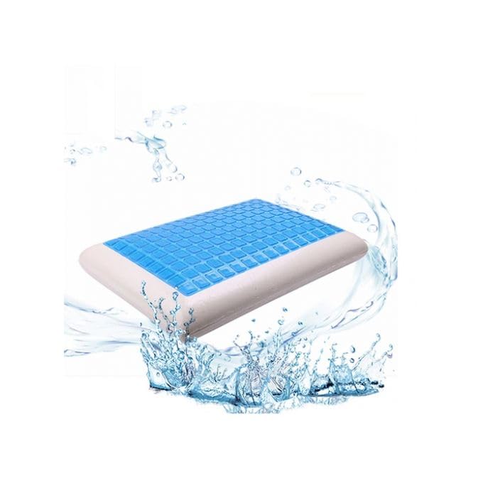 HT Medical Pillow Memory Foam Flat Cooling Gel Neck Orthopedic Pillow with Removable Washable Cover (White)