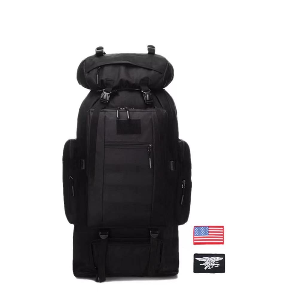 4land Waterproof Camping Hiking Backpack, 70L/100L Molle Rucksack for Men,Large Daypack For Travelling, Black-100l-1, Rucksack Backpacks