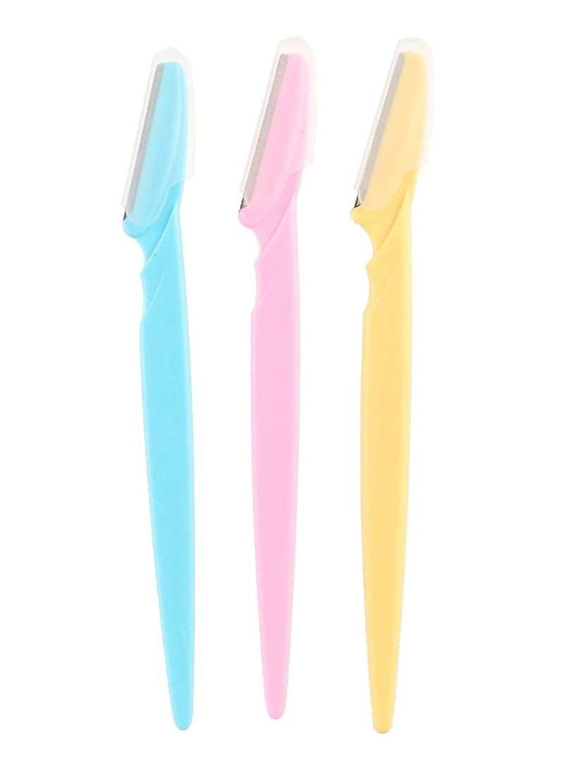 3-Piece Eyebrow Razor Kit Pink/Yellow/Blue