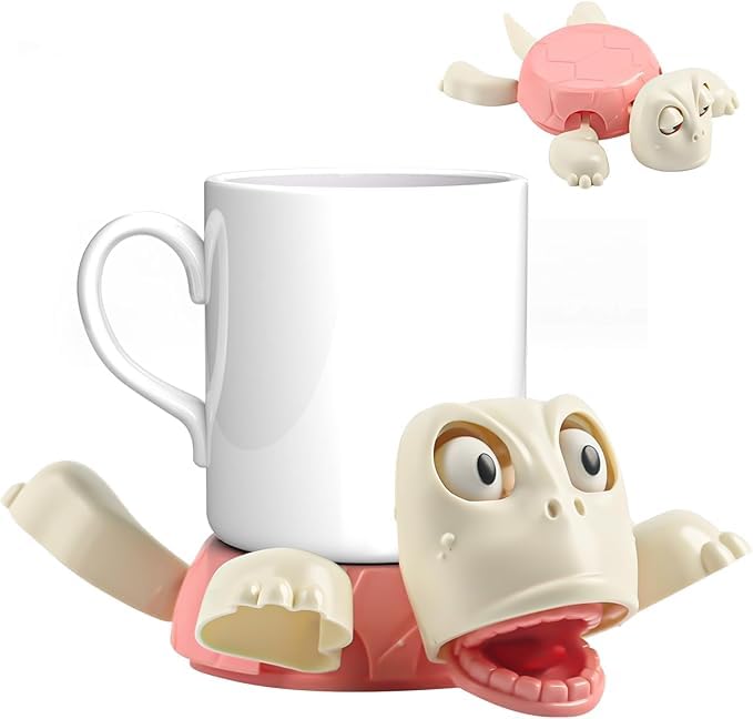 Turtle Coaster, 3D Printed Turtle Coaster, Funny Face Cups, 2025 New Cups, Gravity Sensor Design, Gifts for Friends (Pink)