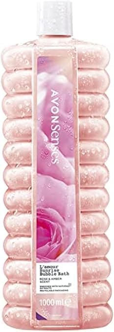 AvonSenses Lamour Sunrise Bubble Bath - Rose & Amber Scent 1 Liter