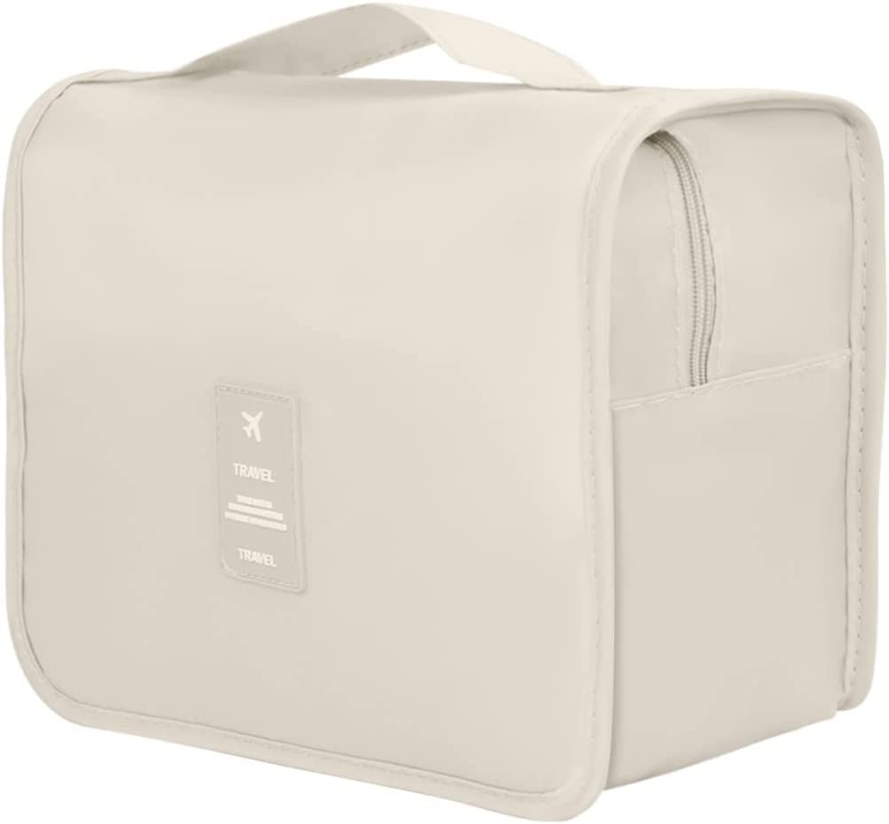 ALMEKAQUZ Toiletry Bag for Women, Hanging Toiletry Bag Water Resistant,Cosmetic Makeup Travel Organizer with Sturdy Hook, WHITE, WHITE